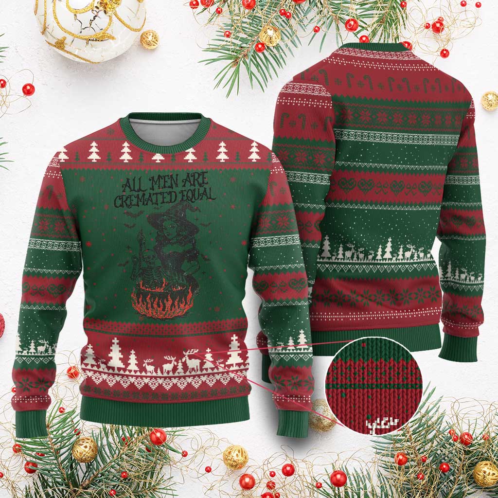 Witch All Men Are Cremated Equal Ugly Christmas Sweater Feminist Halloween TS11 Red Green Print Your Wear