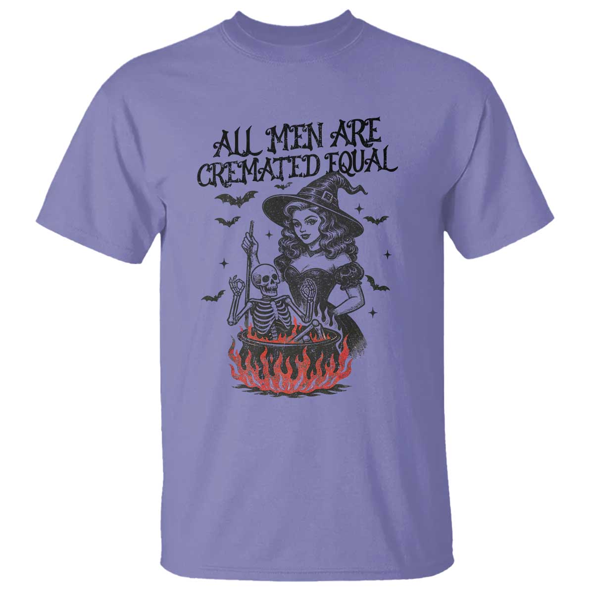 Witch All Men Are Cremated Equal T Shirt Feminist Halloween TS11 Violet Print Your Wear
