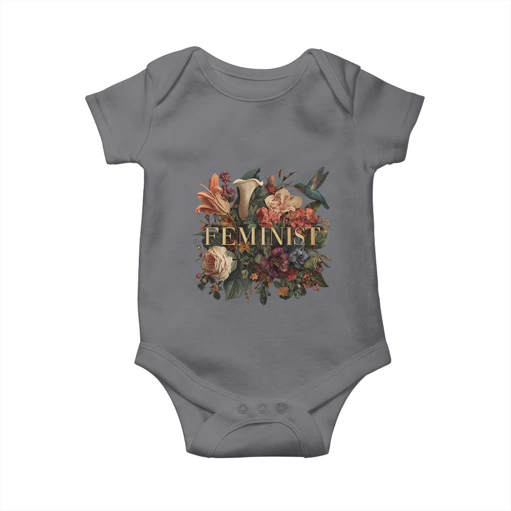 Pro Feminist Women's Rights Vintage Retro Flower Baby Onesie TS11 Charcoal Print Your Wear
