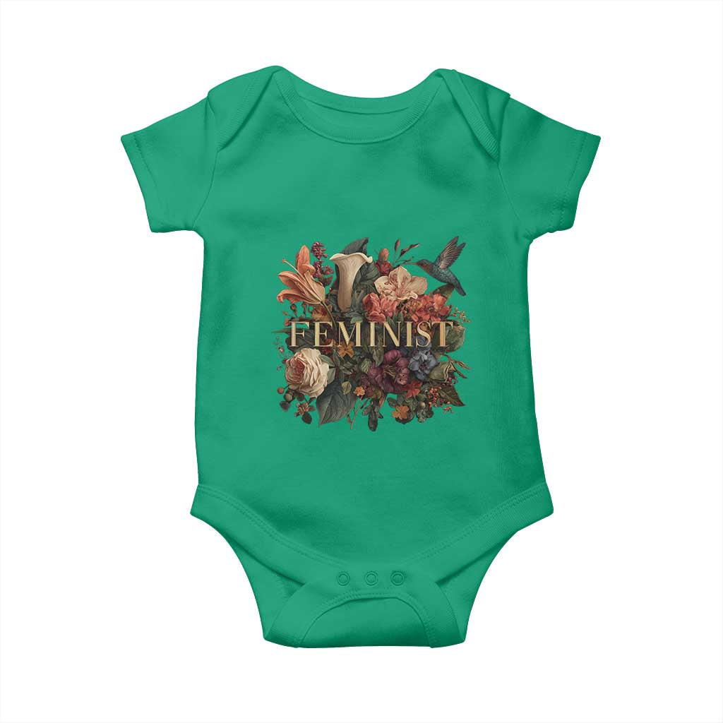 Pro Feminist Women's Rights Vintage Retro Flower Baby Onesie TS11 Irish Green Print Your Wear