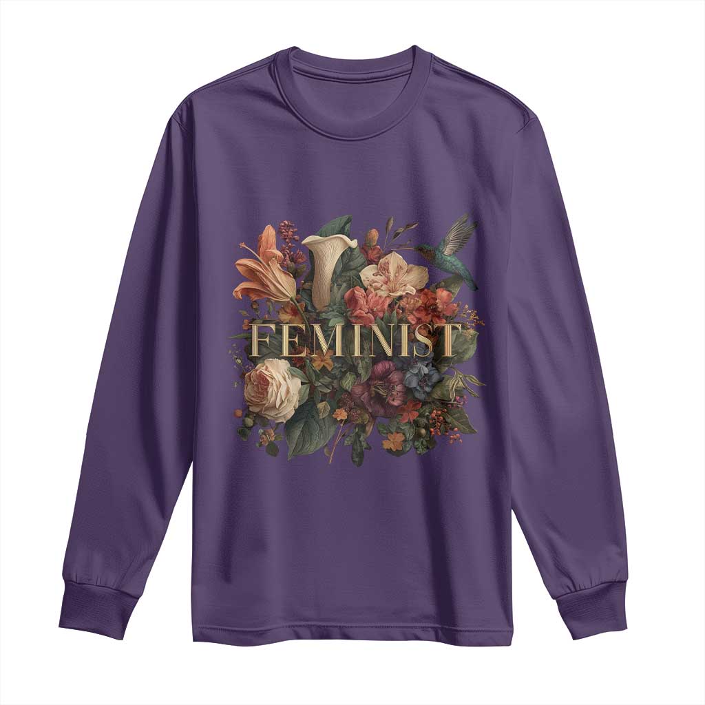 Pro Feminist Women's Rights Vintage Retro Flower Long Sleeve Shirt TS11 Purple Print Your Wear