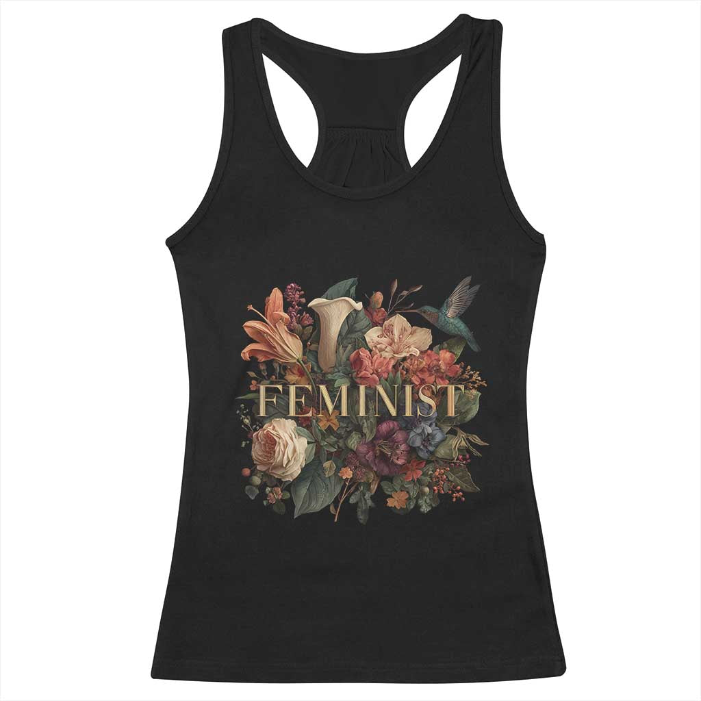 Pro Feminist Women's Rights Vintage Retro Flower Racerback Tank Top TS11 Black Print Your Wear