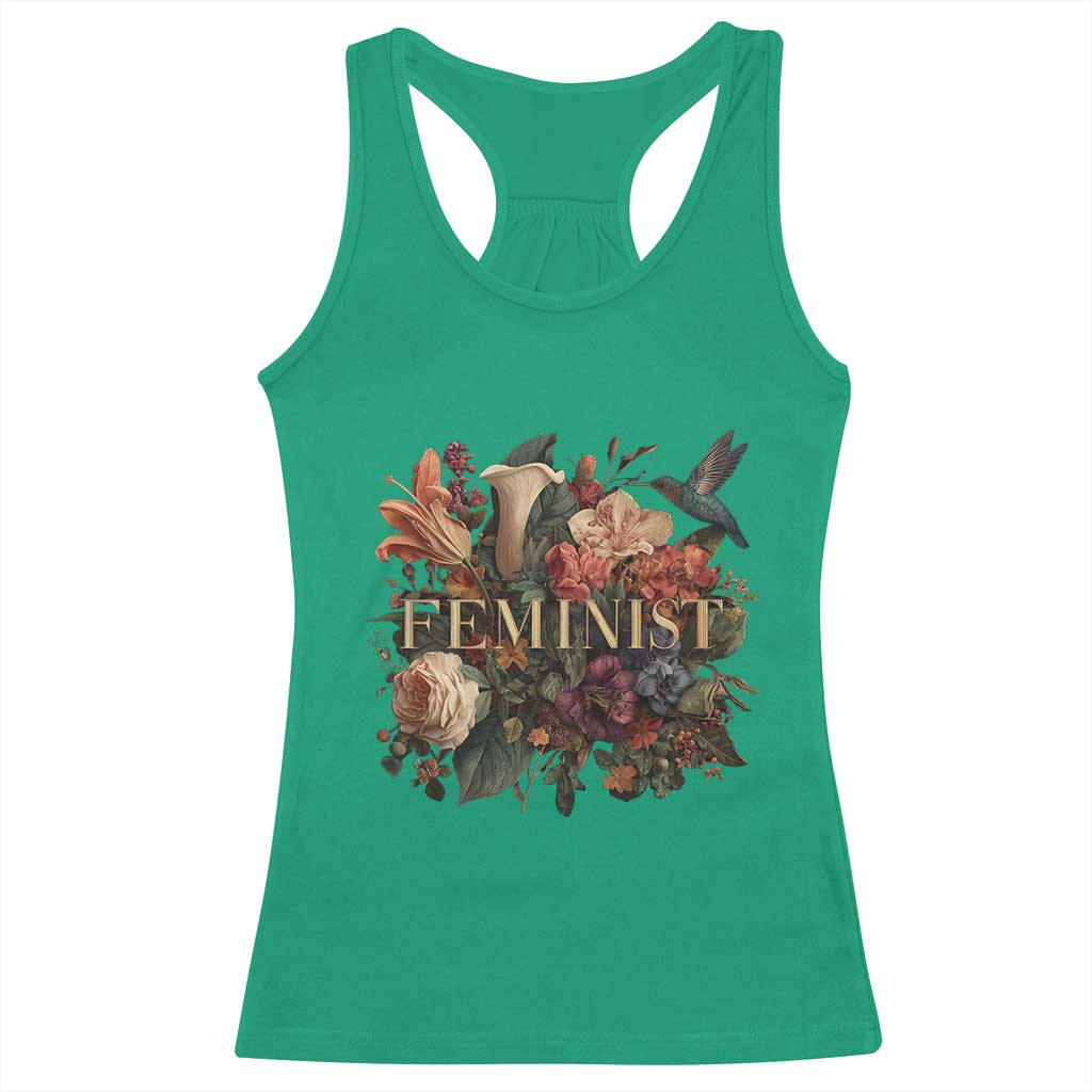 Pro Feminist Women's Rights Vintage Retro Flower Racerback Tank Top TS11 Irish Green Print Your Wear