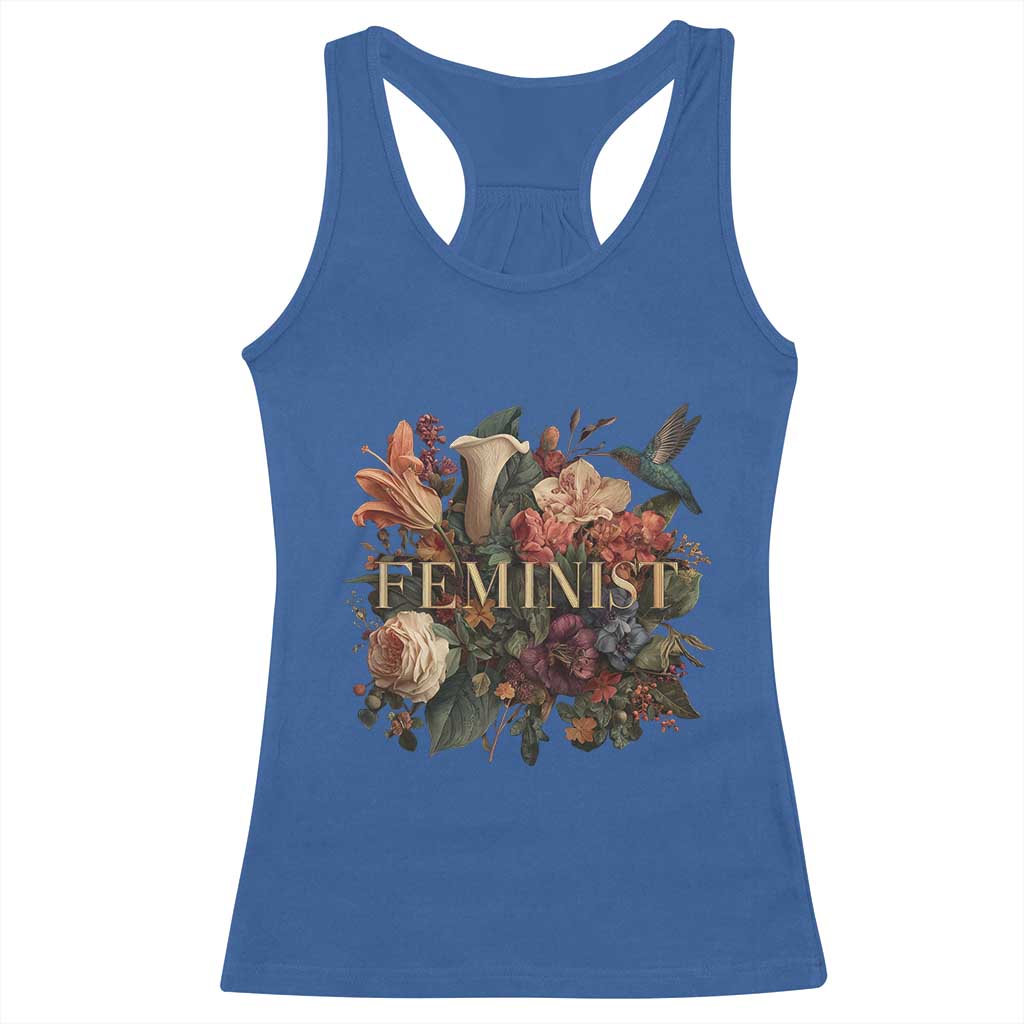 Pro Feminist Women's Rights Vintage Retro Flower Racerback Tank Top TS11 Royal Blue Print Your Wear