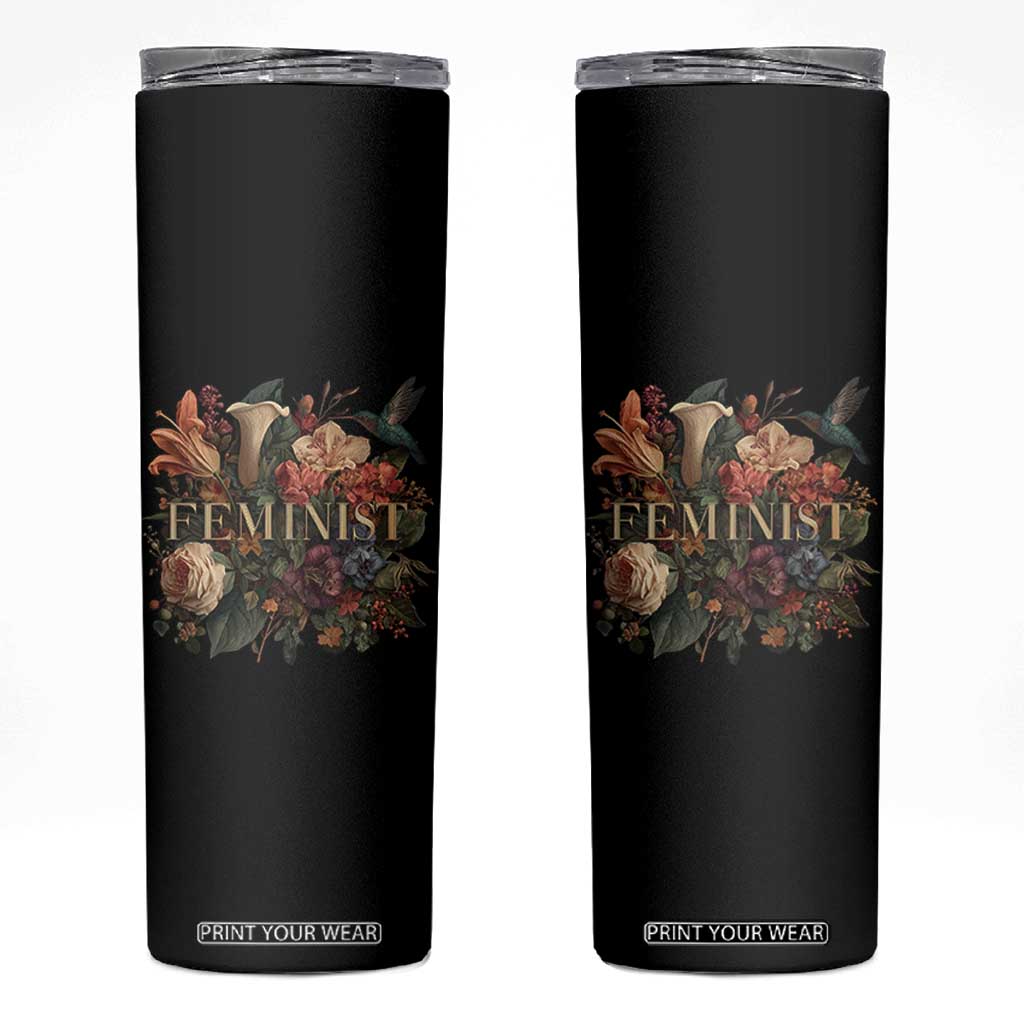 Pro Feminist Women's Rights Vintage Retro Flower Skinny Tumbler TS11 Black Print Your Wear