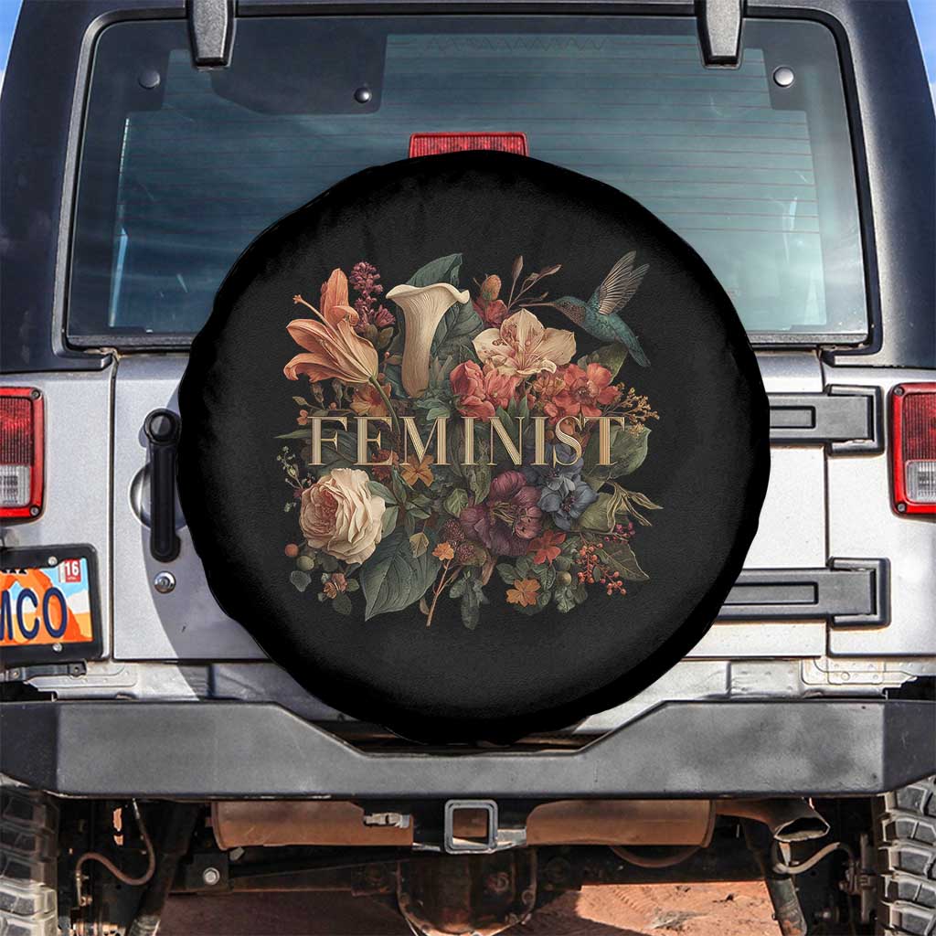 Pro Feminist Women's Rights Vintage Retro Flower Spare Tire Cover TS11 No hole Black Print Your Wear