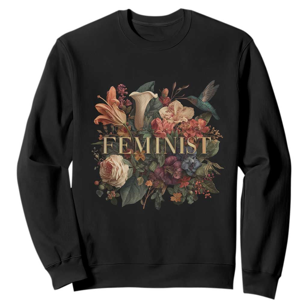 Pro Feminist Women's Rights Vintage Retro Flower Sweatshirt TS11 Black Print Your Wear