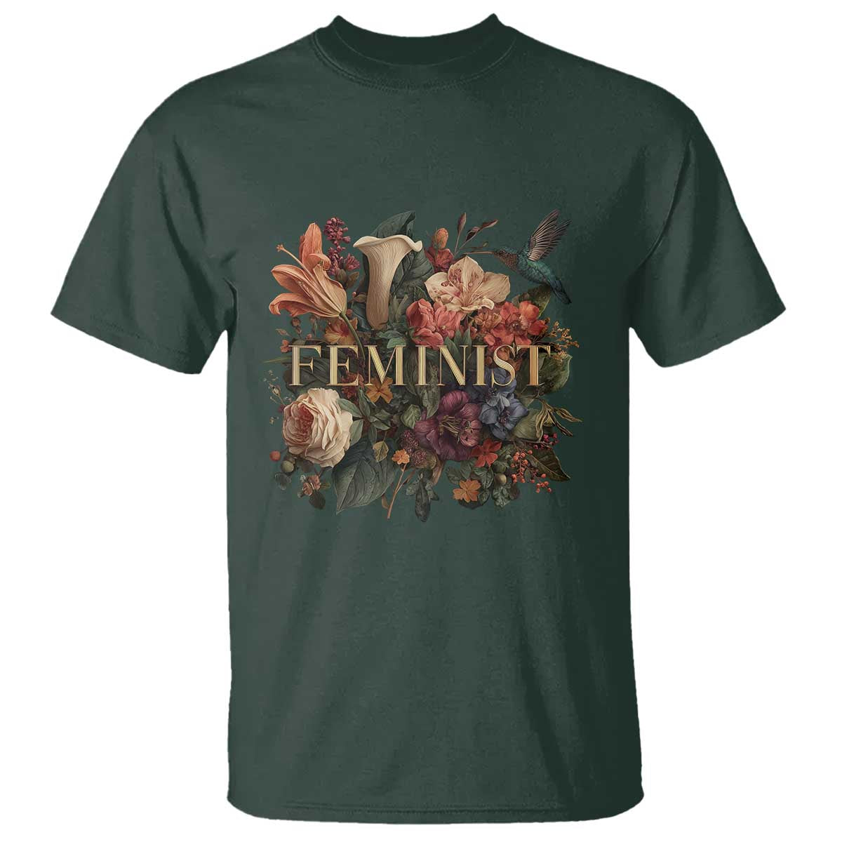 Pro Feminist Women's Rights Vintage Retro Flower T Shirt TS11 Dark Forest Green Print Your Wear