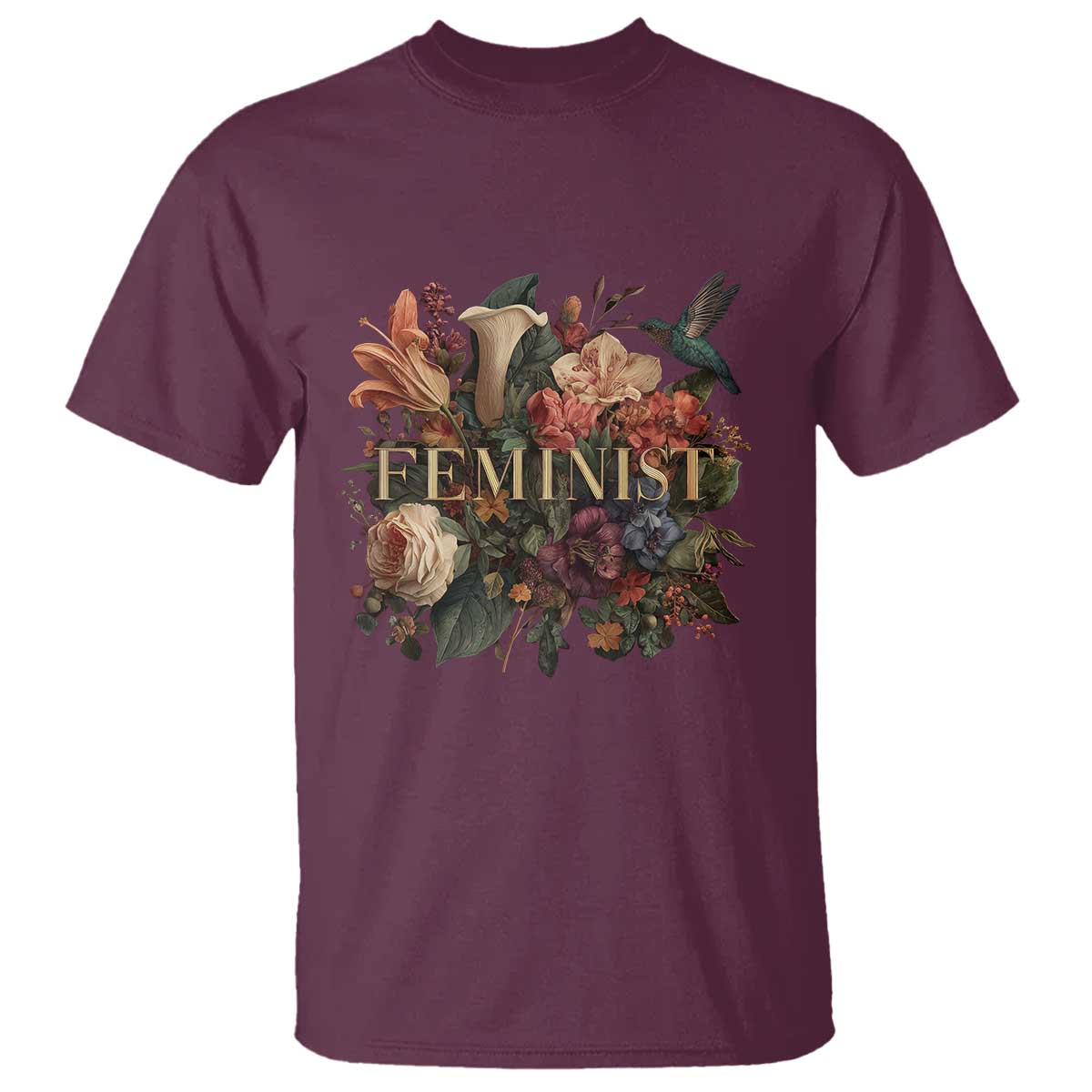 Pro Feminist Women's Rights Vintage Retro Flower T Shirt TS11 Maroon Print Your Wear