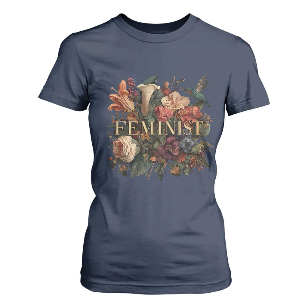 Pro Feminist Women's Rights Vintage Retro Flower T Shirt For Women TS11 Navy Print Your Wear