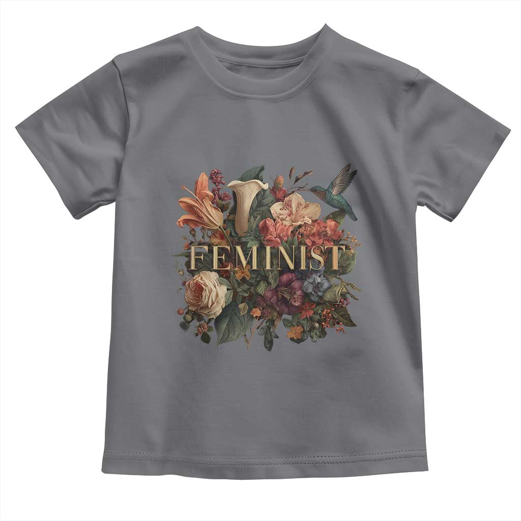Pro Feminist Women's Rights Vintage Retro Flower Toddler T Shirt TS11 Charcoal Print Your Wear