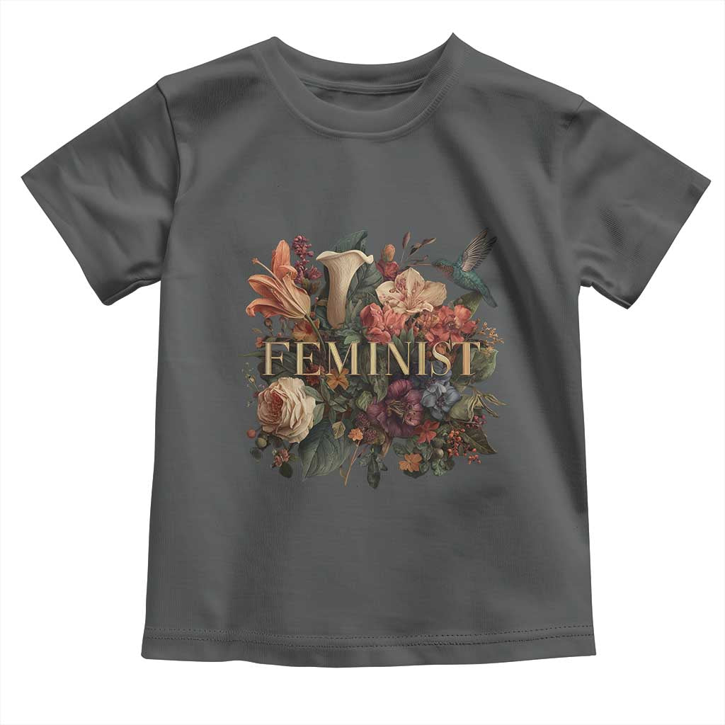 Pro Feminist Women's Rights Vintage Retro Flower Toddler T Shirt TS11 Dark Heather Print Your Wear
