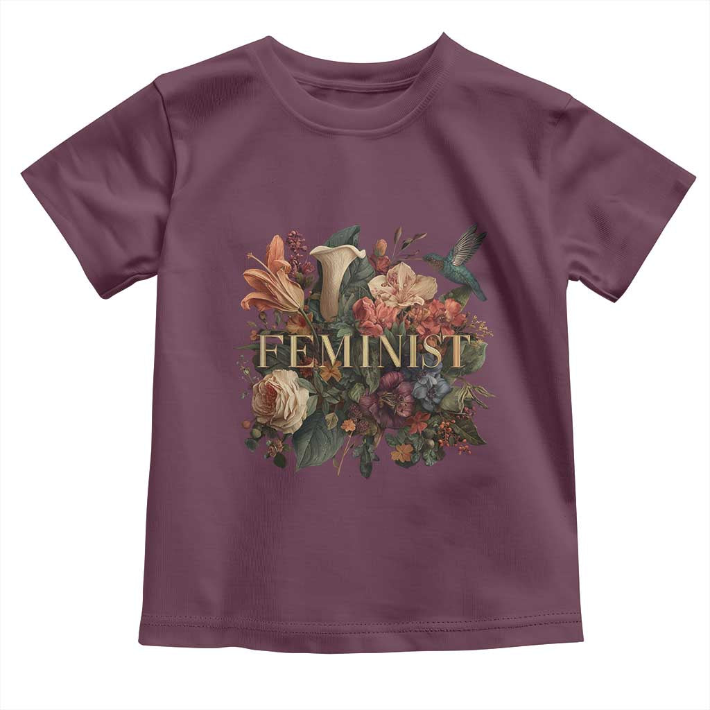 Pro Feminist Women's Rights Vintage Retro Flower Toddler T Shirt TS11 Maroon Print Your Wear