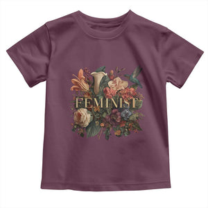 Pro Feminist Women's Rights Vintage Retro Flower Toddler T Shirt TS11 Maroon Print Your Wear