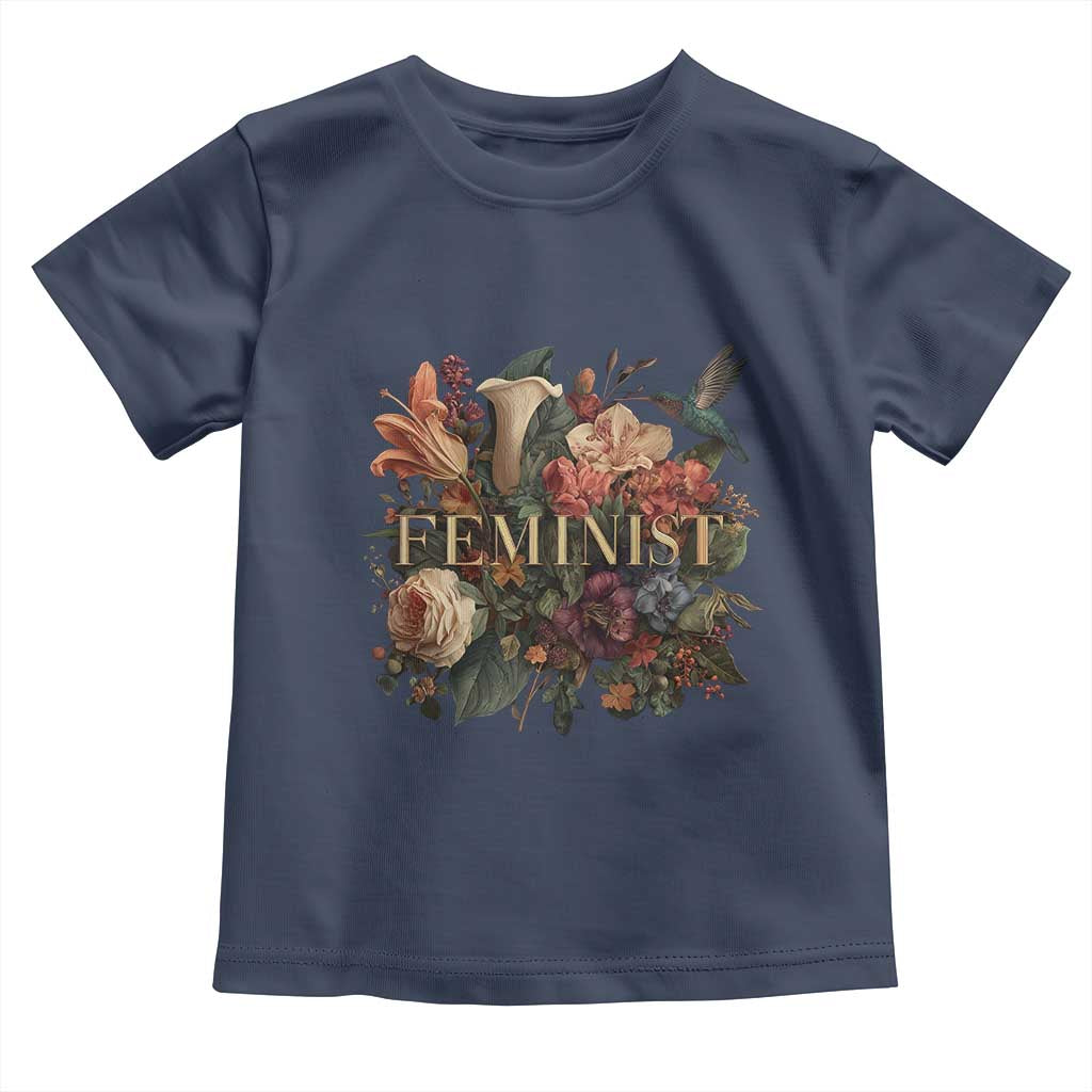 Pro Feminist Women's Rights Vintage Retro Flower Toddler T Shirt TS11 Navy Print Your Wear