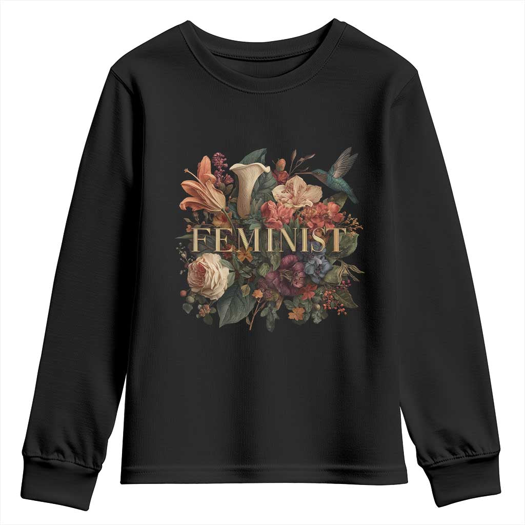 Pro Feminist Women's Rights Vintage Retro Flower Youth Sweatshirt TS11 Black Print Your Wear