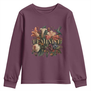 Pro Feminist Women's Rights Vintage Retro Flower Youth Sweatshirt TS11 Maroon Print Your Wear