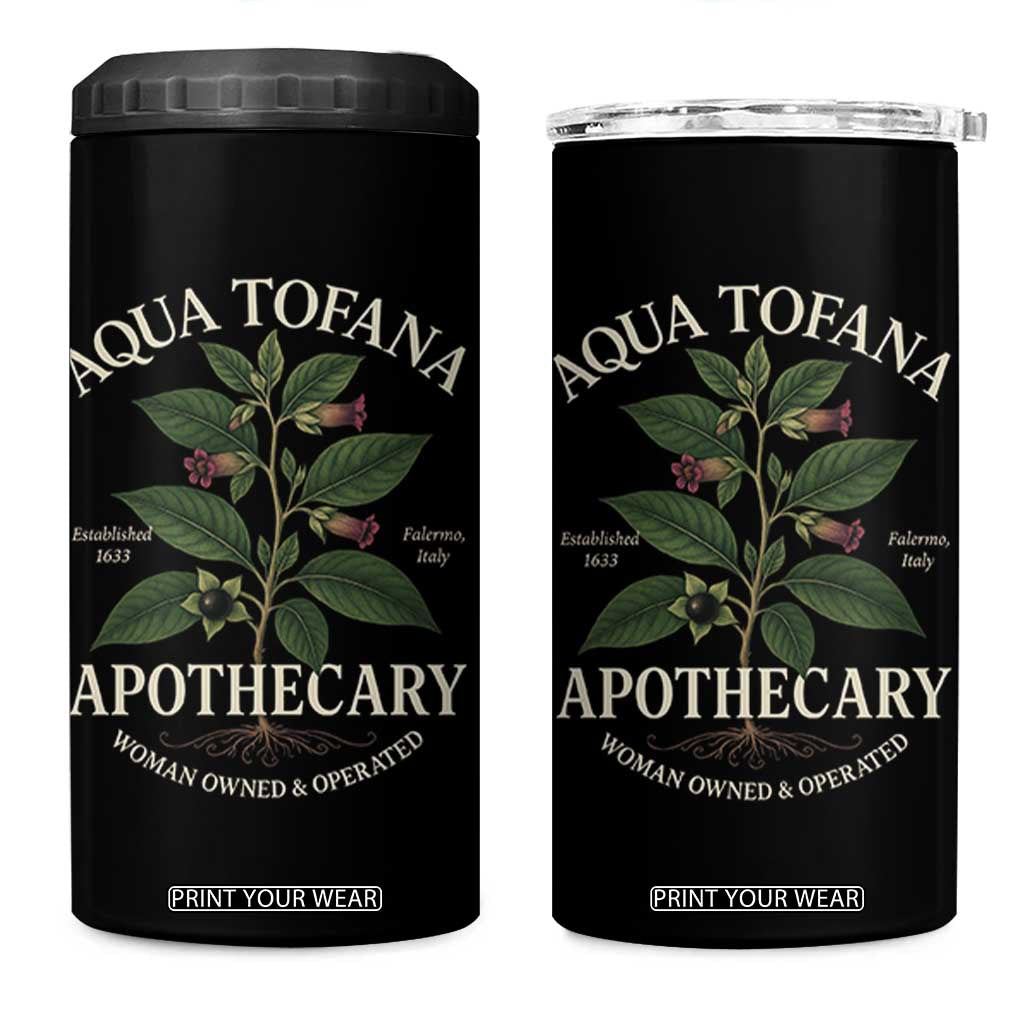 Aqua Tofana Apothecary 4 in 1 Can Cooler Tumbler Feminist Woman Owned And Operated TS11 One Size: 16 oz Black Print Your Wear