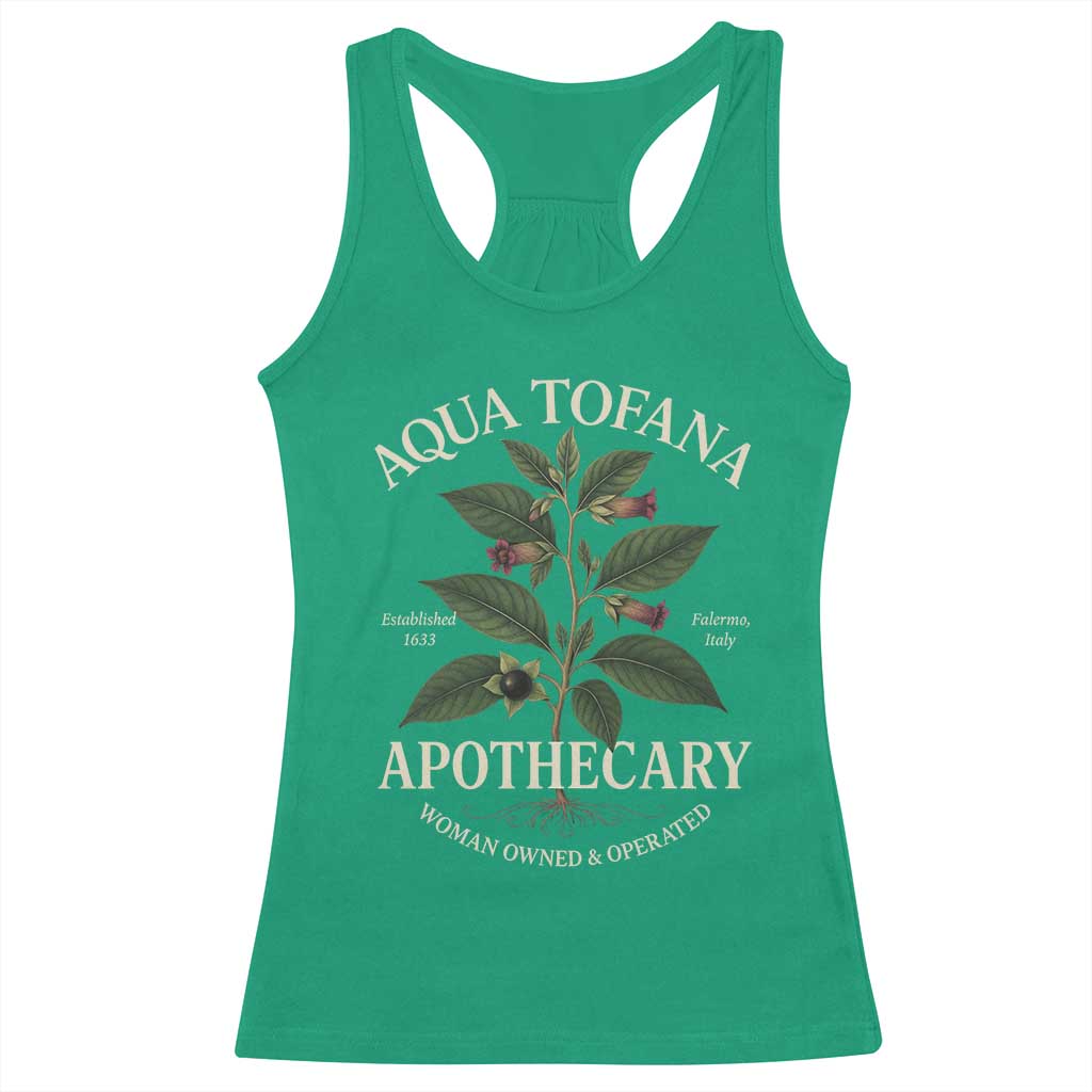 Aqua Tofana Apothecary Racerback Tank Top Feminist Woman Owned And Operated TS11 Irish Green Print Your Wear
