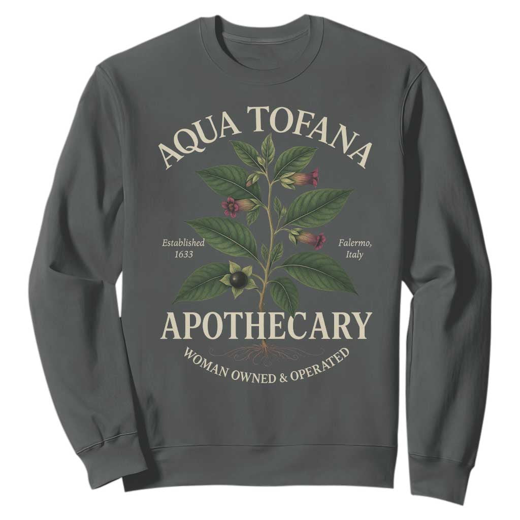 Aqua Tofana Apothecary Sweatshirt Feminist Woman Owned And Operated TS11 Dark Heather Print Your Wear