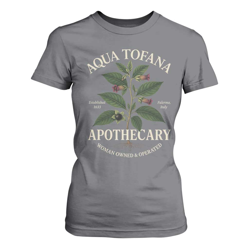 Aqua Tofana Apothecary T Shirt For Women Feminist Woman Owned And Operated TS11 Charcoal Print Your Wear