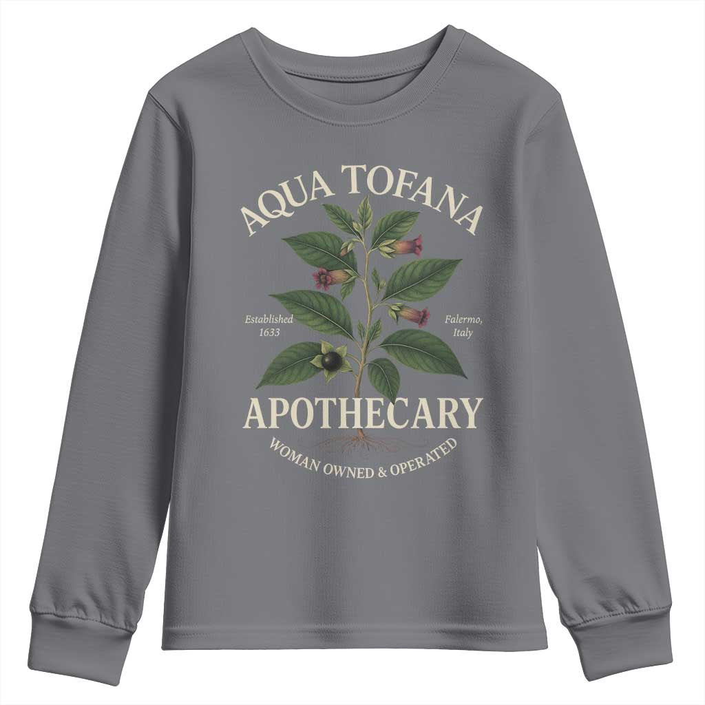 Aqua Tofana Apothecary Youth Sweatshirt Feminist Woman Owned And Operated TS11 Charcoal Print Your Wear