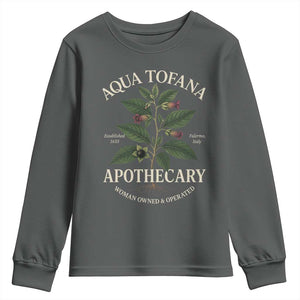 Aqua Tofana Apothecary Youth Sweatshirt Feminist Woman Owned And Operated TS11 Dark Heather Print Your Wear