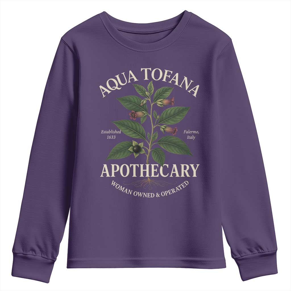 Aqua Tofana Apothecary Youth Sweatshirt Feminist Woman Owned And Operated TS11 Purple Print Your Wear