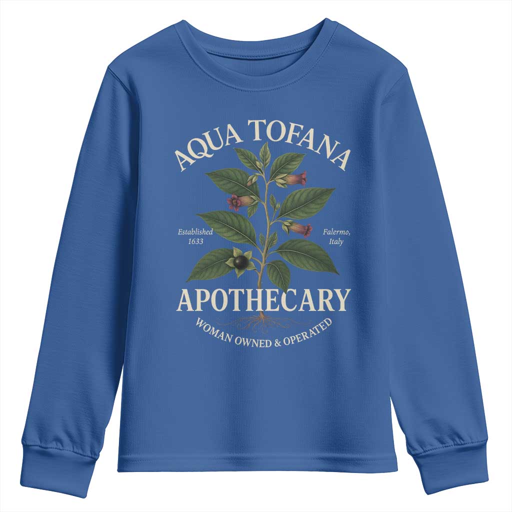 Aqua Tofana Apothecary Youth Sweatshirt Feminist Woman Owned And Operated TS11 Royal Blue Print Your Wear
