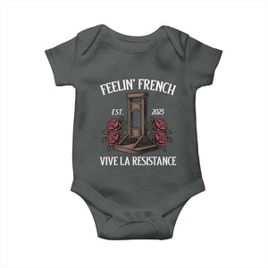 Funny Feelin French Vive La Resistance 2025 Baby Onesie Vintage Rose Guillotine TS11 Dark Heather Print Your Wear