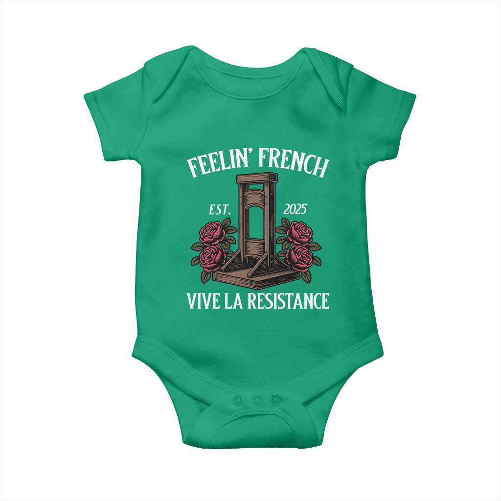 Funny Feelin French Vive La Resistance 2025 Baby Onesie Vintage Rose Guillotine TS11 Irish Green Print Your Wear