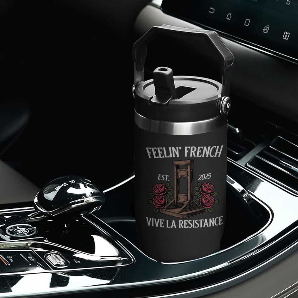 Funny Feelin French Vive La Resistance 2025 Flip Straw Tumbler Vintage Rose Guillotine TS11 Print Your Wear