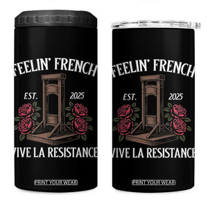 Funny Feelin French Vive La Resistance 2025 4 in 1 Can Cooler Tumbler Vintage Rose Guillotine TS11 One Size: 16 oz Black Print Your Wear