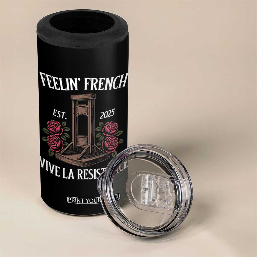 Funny Feelin French Vive La Resistance 2025 4 in 1 Can Cooler Tumbler Vintage Rose Guillotine TS11 Print Your Wear