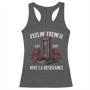Funny Feelin French Vive La Resistance 2025 Racerback Tank Top Vintage Rose Guillotine TS11 Dark Heather Print Your Wear