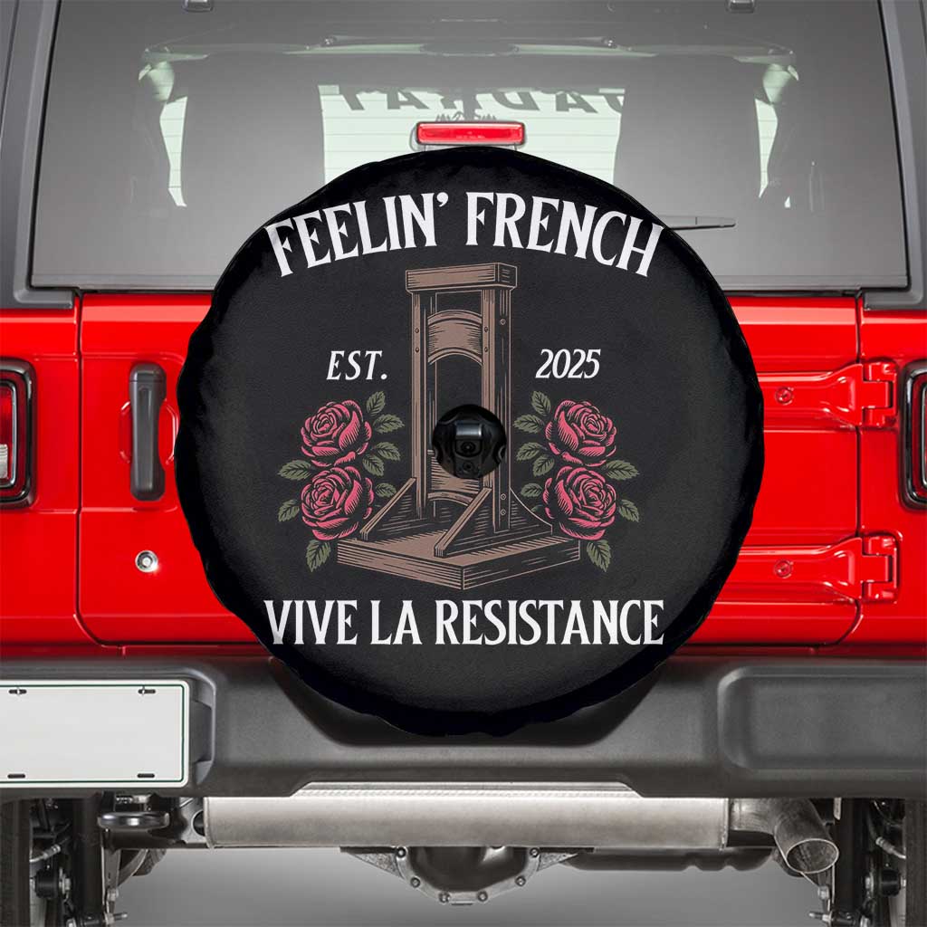 Funny Feelin French Vive La Resistance 2025 Spare Tire Cover Vintage Rose Guillotine TS11 Black Print Your Wear