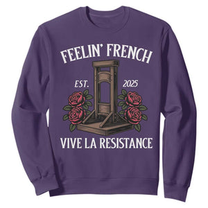 Funny Feelin French Vive La Resistance 2025 Sweatshirt Vintage Rose Guillotine TS11 Purple Print Your Wear