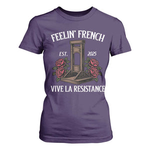 Funny Feelin French Vive La Resistance 2025 T Shirt For Women Vintage Rose Guillotine TS11 Purple Print Your Wear