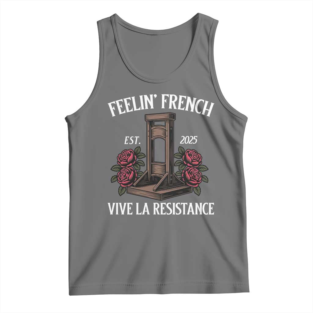 Funny Feelin French Vive La Resistance 2025 Tank Top Vintage Rose Guillotine TS11 Black Heather Print Your Wear