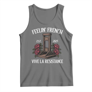 Funny Feelin French Vive La Resistance 2025 Tank Top Vintage Rose Guillotine TS11 Black Heather Print Your Wear