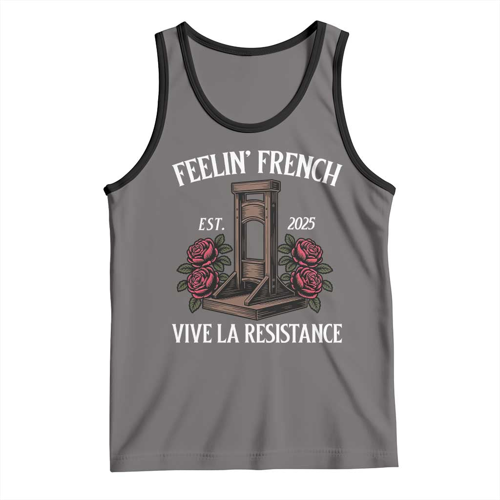 Funny Feelin French Vive La Resistance 2025 Tank Top Vintage Rose Guillotine TS11 Deep Heather Black Print Your Wear