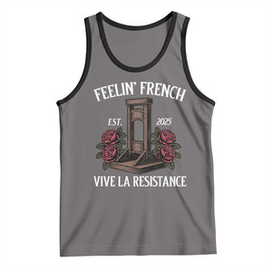 Funny Feelin French Vive La Resistance 2025 Tank Top Vintage Rose Guillotine TS11 Deep Heather Black Print Your Wear