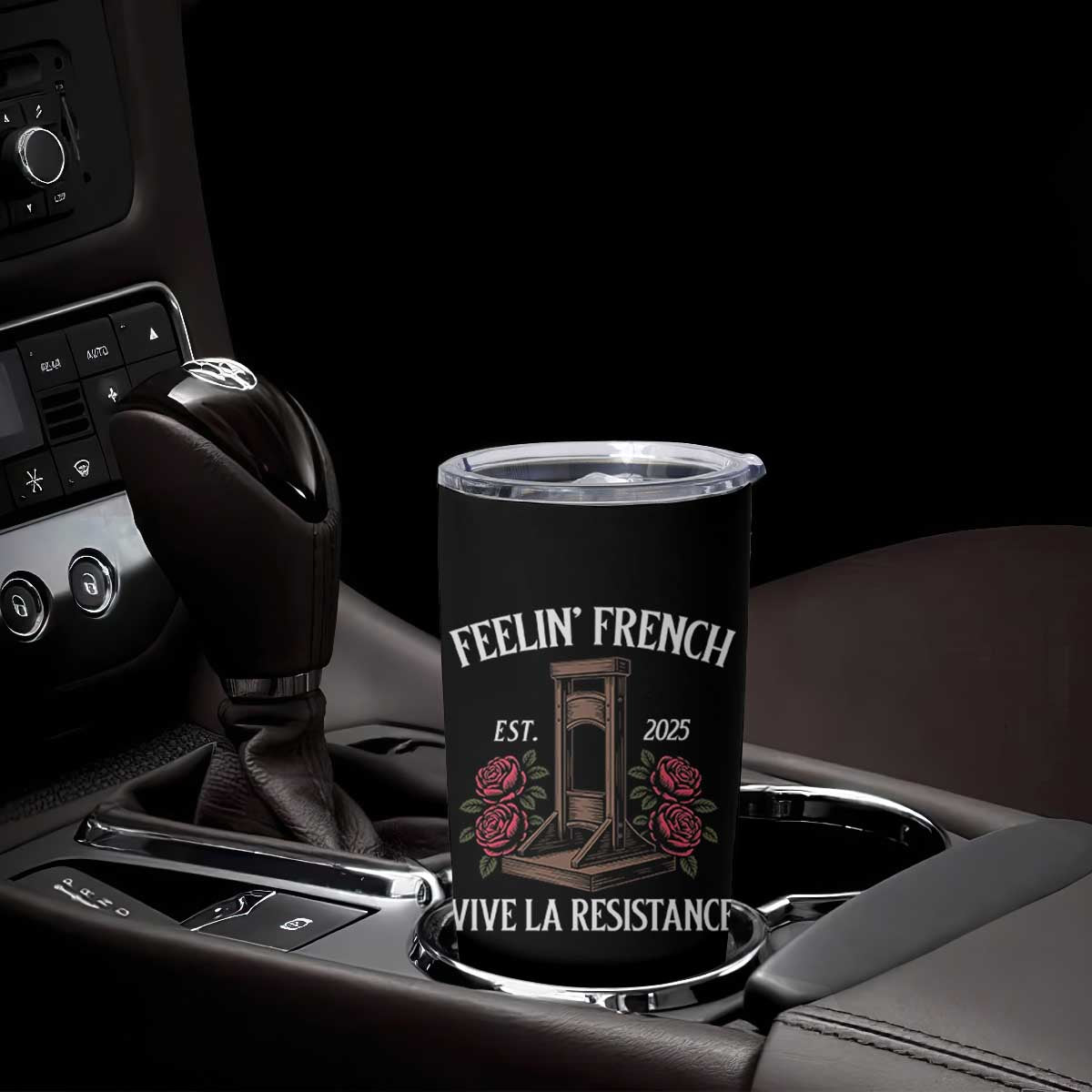 Funny Feelin French Vive La Resistance 2025 Tumbler Cup Vintage Rose Guillotine TS11 Print Your Wear