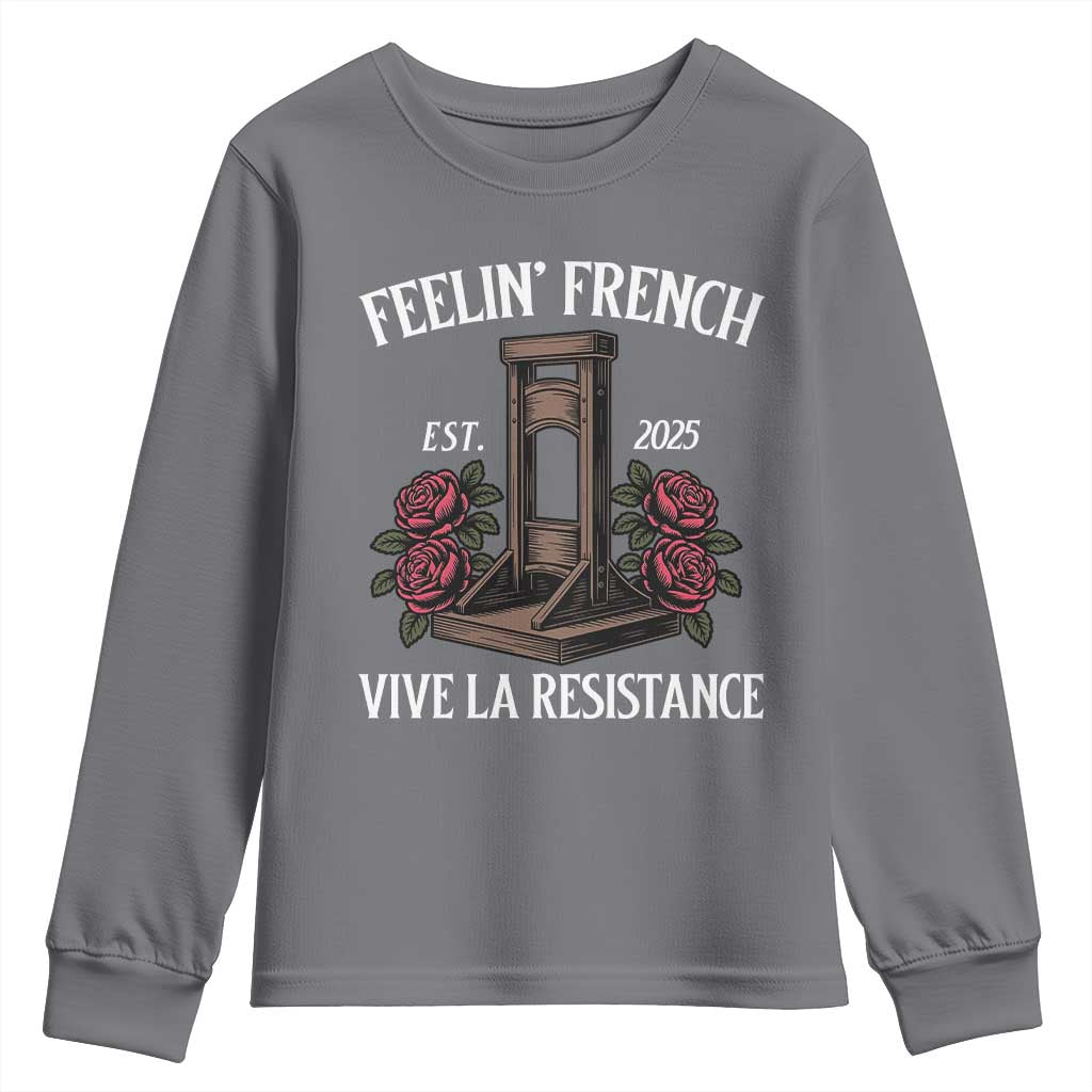 Funny Feelin French Vive La Resistance 2025 Youth Sweatshirt Vintage Rose Guillotine TS11 Charcoal Print Your Wear