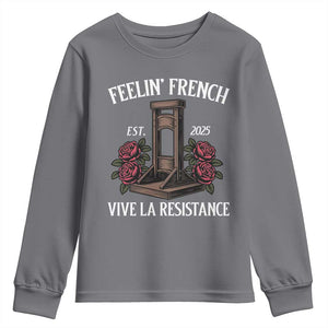 Funny Feelin French Vive La Resistance 2025 Youth Sweatshirt Vintage Rose Guillotine TS11 Charcoal Print Your Wear