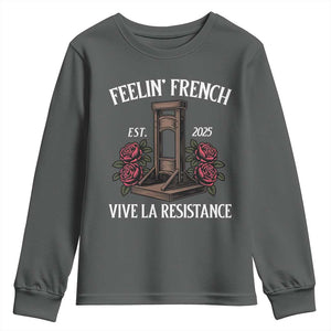 Funny Feelin French Vive La Resistance 2025 Youth Sweatshirt Vintage Rose Guillotine TS11 Dark Heather Print Your Wear