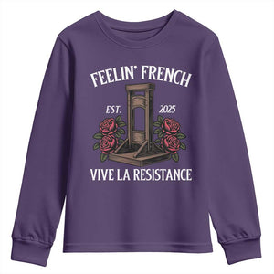 Funny Feelin French Vive La Resistance 2025 Youth Sweatshirt Vintage Rose Guillotine TS11 Purple Print Your Wear