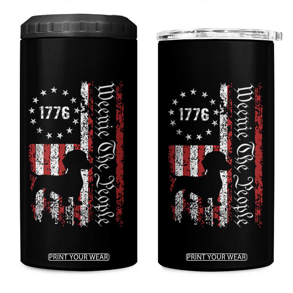 Funny 4th Of July Dachshund Lover 4 in 1 Can Cooler Tumbler Weenie The People American Flag TS11 One Size: 16 oz Black Print Your Wear