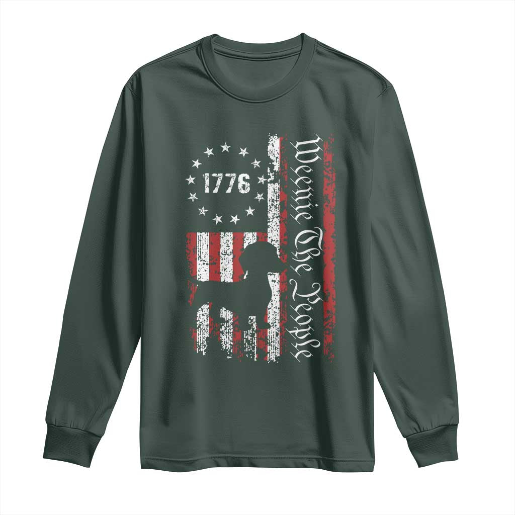 Funny 4th Of July Dachshund Lover Long Sleeve Shirt Weenie The People American Flag TS11 Dark Forest Green Print Your Wear