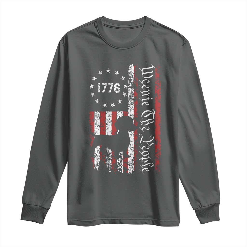 Funny 4th Of July Dachshund Lover Long Sleeve Shirt Weenie The People American Flag TS11 Dark Heather Print Your Wear